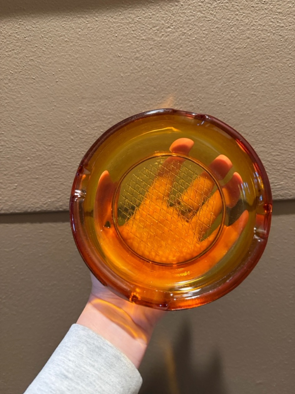 Amber Colored Glass Ashtray Four Holders Vintage MCM mid century modern - Picture 2 of 5